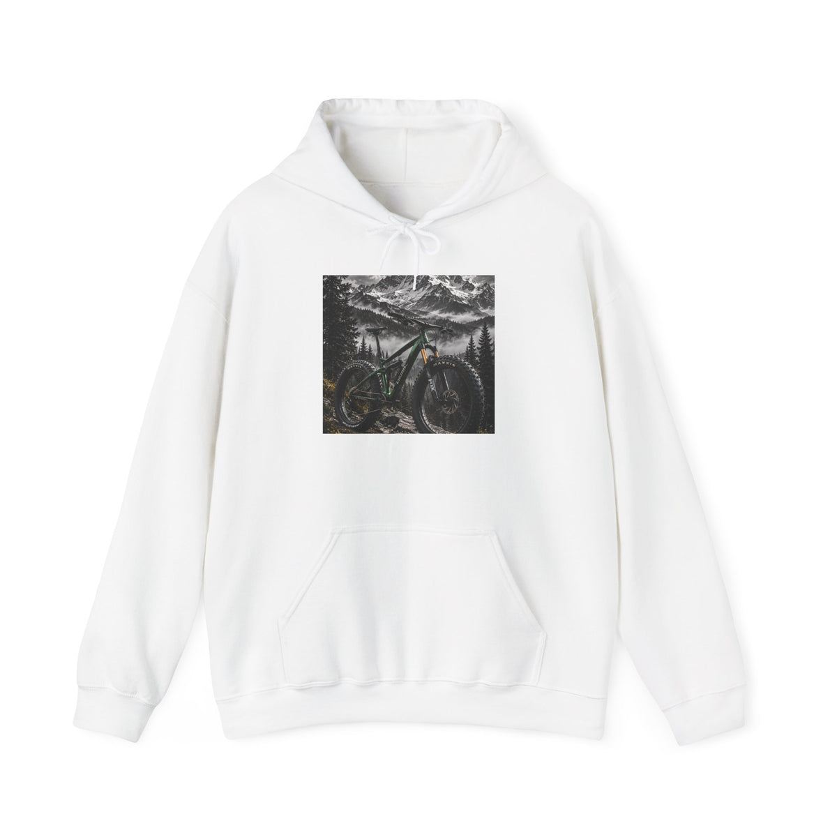 Mountain Bike Hoodie — Night Forest MTB Graphic Sweatshirt - S White | KJ Global
