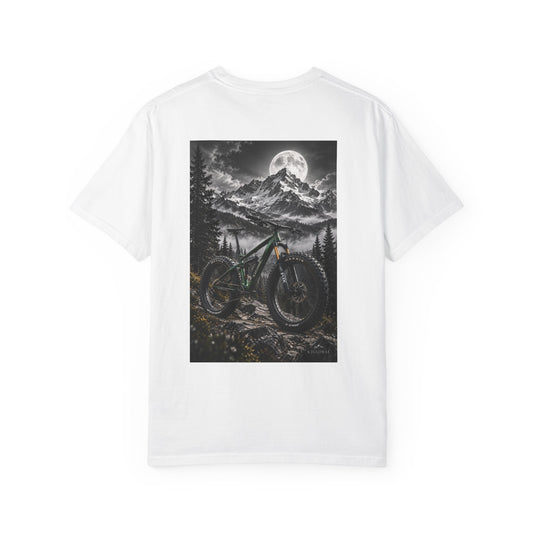 Mountain Fat-Tire Bike T-Shirt — Moonlit Forest MTB Shirt - White M | KJ Global