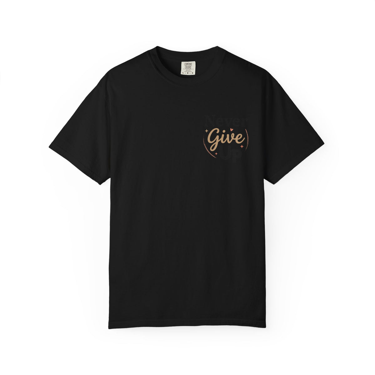 Never Give Up T-Shirt — Inspirational Motivational Tee - Black S | KJ Global