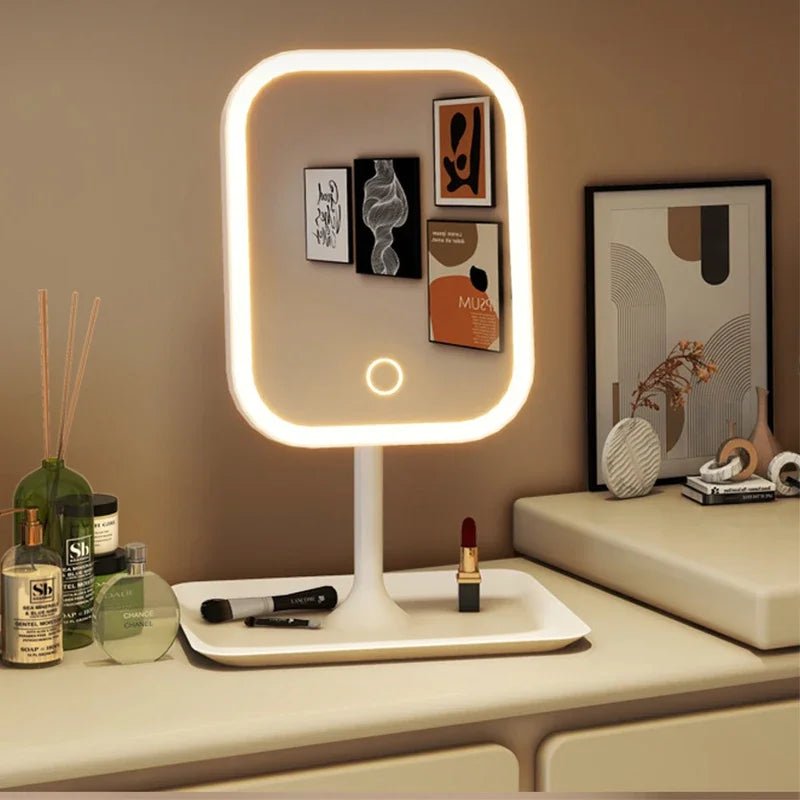LED Vanity Mirror with Lights – 3 Color Dimmable | Rechargeable Makeup Mirror - WHITE Medium | KJ Global