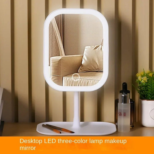 LED Vanity Mirror with Lights – 3 Color Dimmable | Rechargeable Makeup Mirror - WHITE Medium | KJ Global