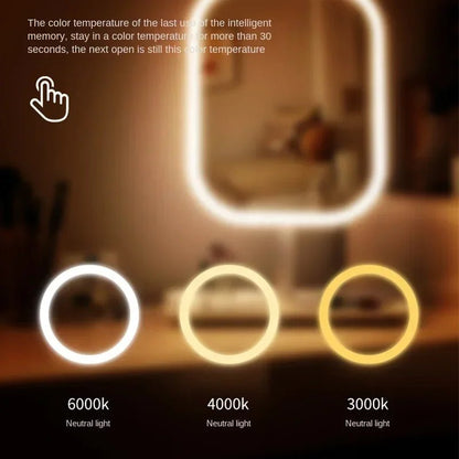 LED Vanity Mirror with Lights – 3 Color Dimmable | Rechargeable Makeup Mirror - WHITE Medium | KJ Global