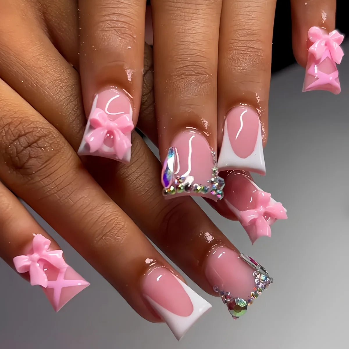 Press-On Nails – 24pcs Multi-Style Collection | DIY Salon Nails - Pink Daisy | KJ Global