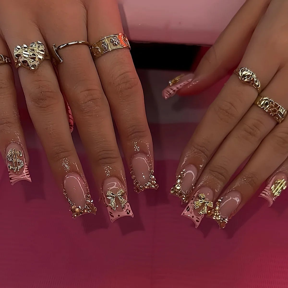 Press-On Nails – 24pcs Multi-Style Collection | DIY Salon Nails - Hot Pink | KJ Global