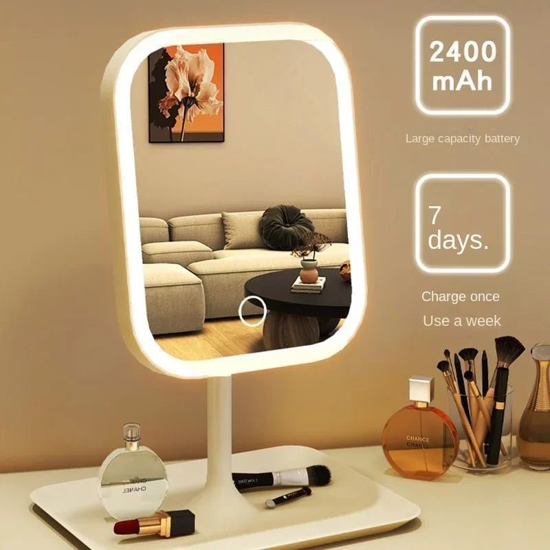 LED Vanity Mirror with Lights – 3 Color Dimmable | Rechargeable Makeup Mirror - WHITE Medium | KJ Global
