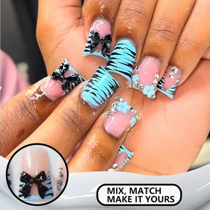 Press-On Nails – 24pcs Multi-Style Collection | DIY Salon Nails - Purple Glitter | KJ Global