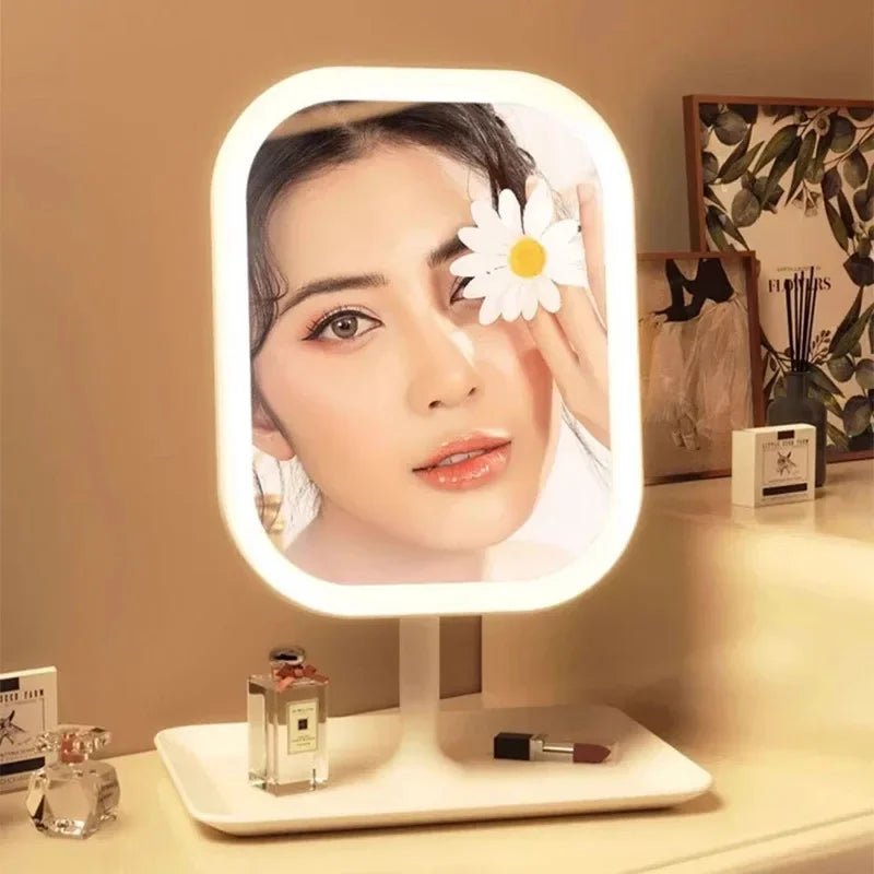 LED Vanity Mirror with Lights – 3 Color Dimmable | Rechargeable Makeup Mirror - WHITE Medium | KJ Global
