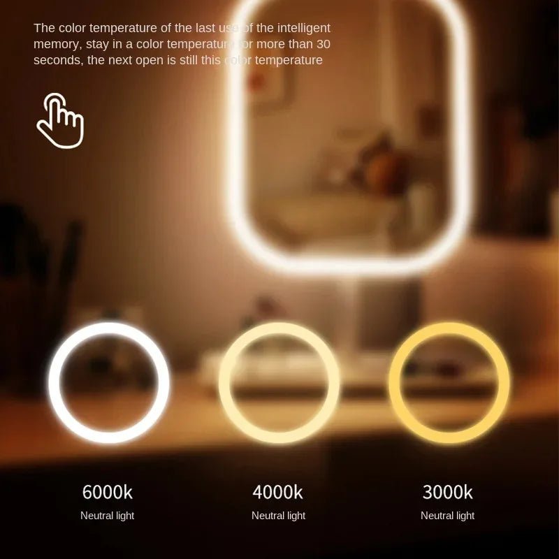 LED Vanity Mirror with Lights – 3 Color Dimmable | Rechargeable Makeup Mirror - WHITE Medium | KJ Global