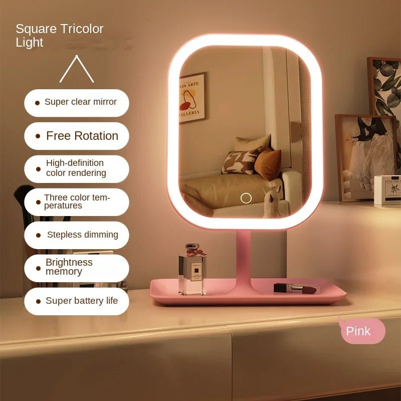 LED Vanity Mirror with Lights – 3 Color Dimmable | Rechargeable Makeup Mirror - WHITE Medium | KJ Global