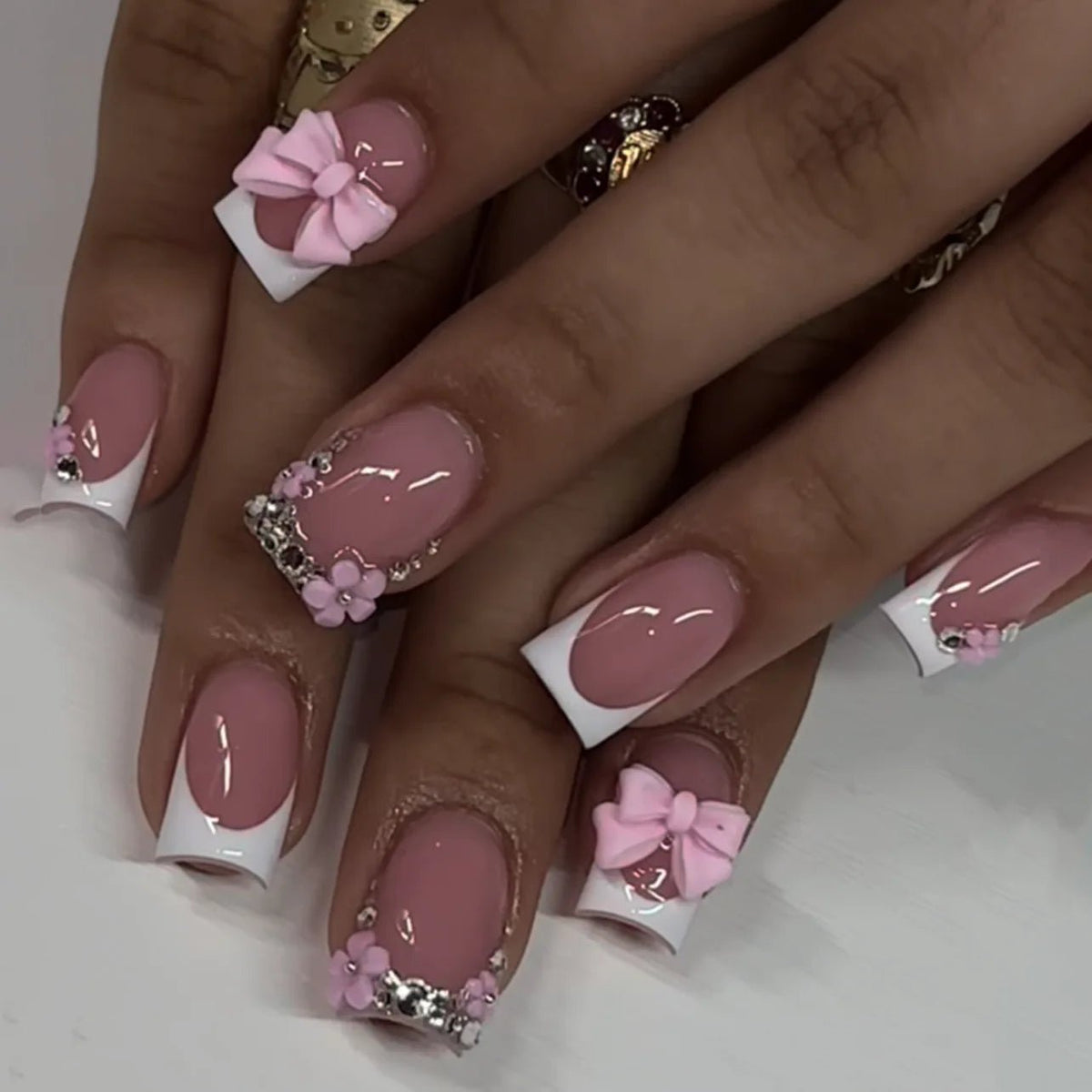 Press-On Nails – 24pcs Multi-Style Collection | DIY Salon Nails - Pink Sparkle | KJ Global