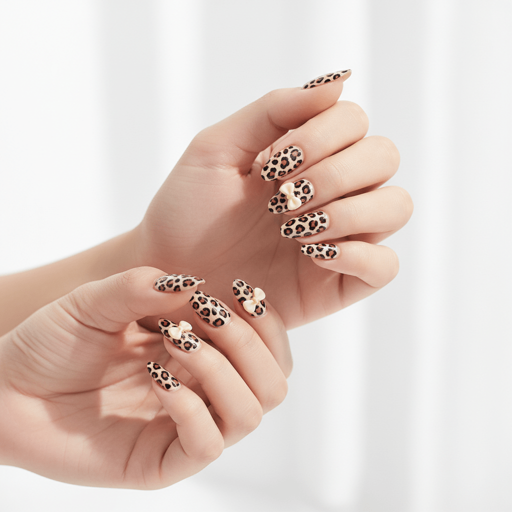 24pcs Press-On Nails – Nude Pink 3D Design | DIY Salon Nails - Leopard Print | KJ Global