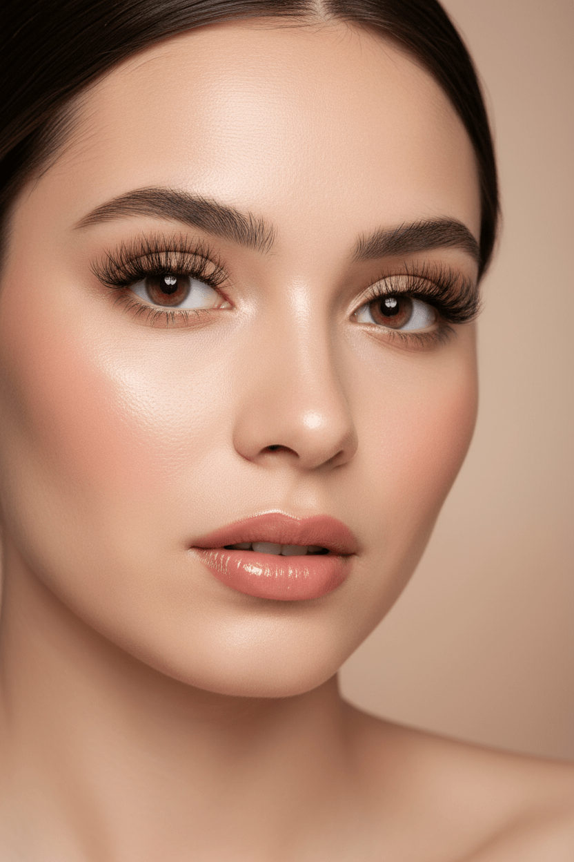 Model with lash extensions