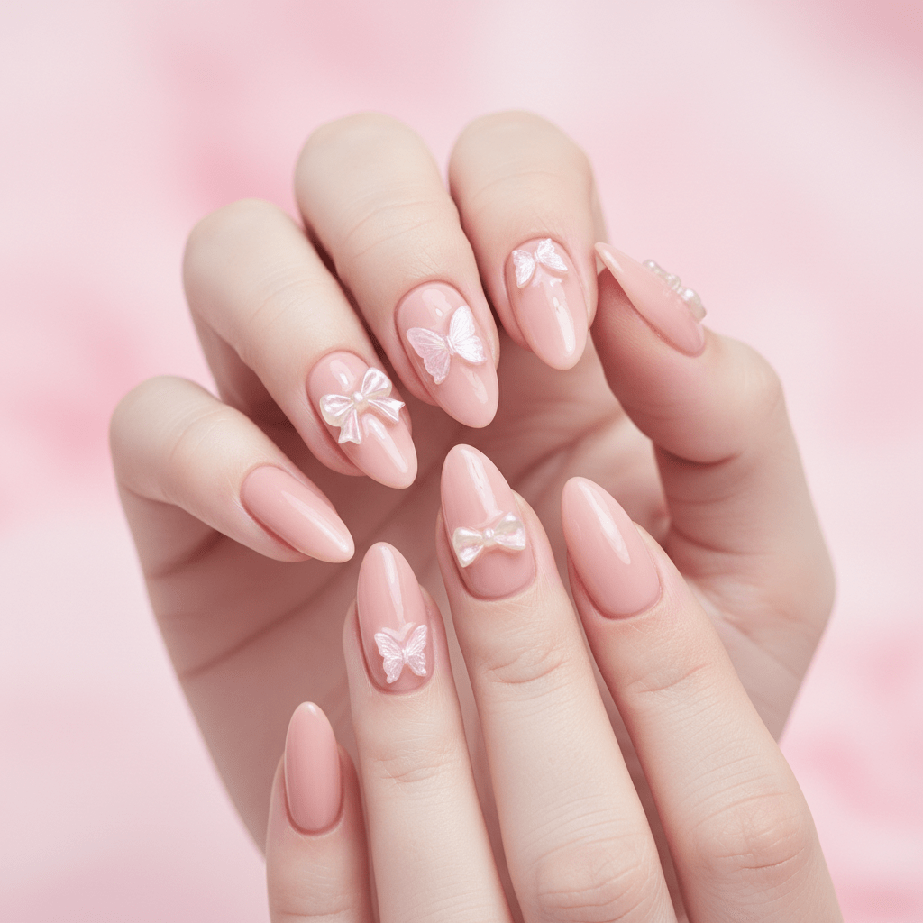 24pcs Press-On Nails – Nude Pink 3D Design | DIY Salon Nails - Nude Pink | KJ Global