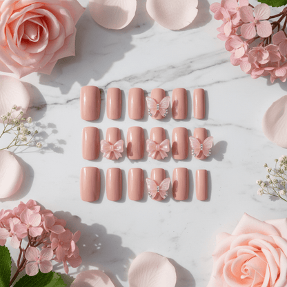 24pcs Press-On Nails – Nude Pink 3D Design | DIY Salon Nails - Nude Pink | KJ Global